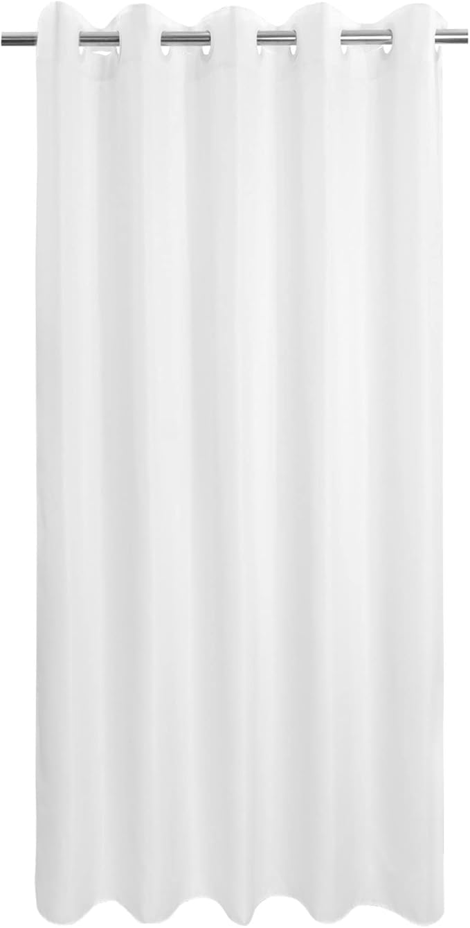 Extra Long No Hook Shower Curtain or Liner Soft Microfiber - 96" Length Fabric Shower Curtain Liner Set, Machine Washable & Water Repellent, White, 71x98