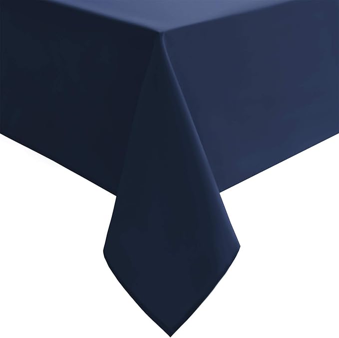 Hiasan Tablecloth for Rectangle Tables - 70 x 140 inch - Waterproof, Spillproof & Wrinkle Resistant Washable Polyester Table Cloth for Dining/Party/Outdoor Picnic, Navy Blue