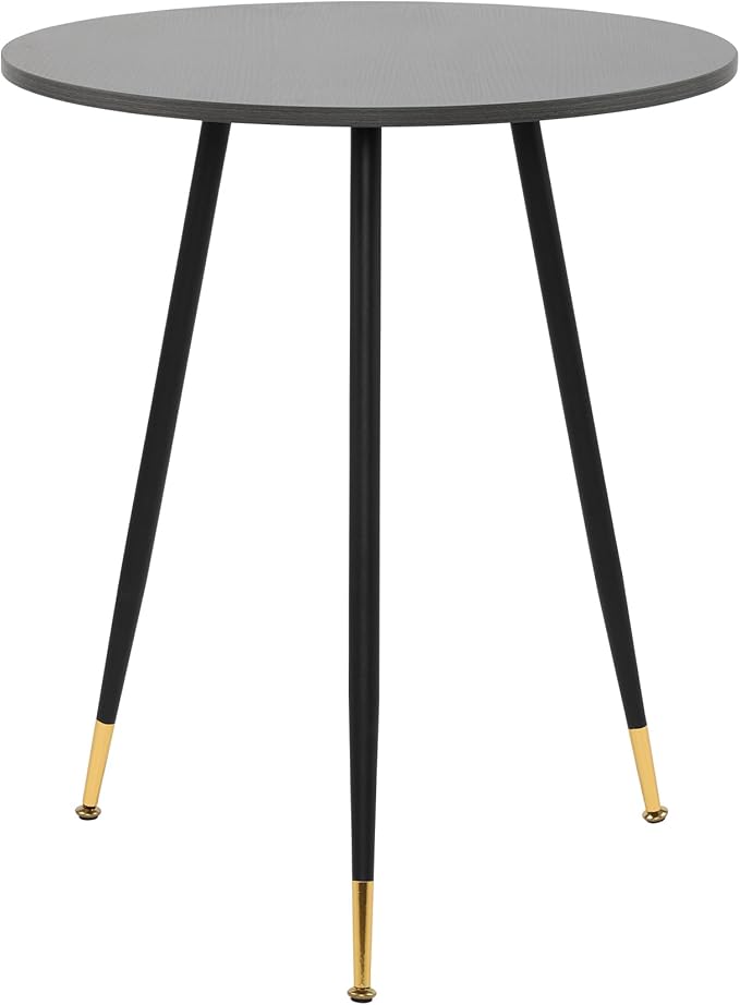 NOBPEINT Round Modern Wooden Side Table, 28 Inches End Table with 3 Metal Legs (Grey)