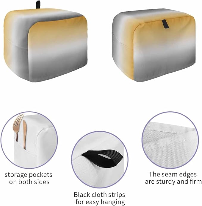 Toaster Cover 4 Slice Yellow and Grey Ombre Toaster Oven Cover with Pockets Gradient Color Dustproof Bakeware Protector Small Kitchen Appliance Dust Covers and Fingerprint Protection for Women