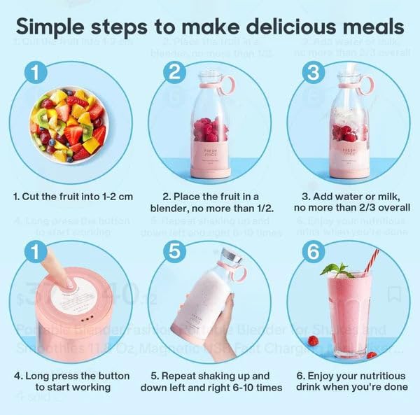 JuiceNGobrand - JuiceNGo Portable Blender, Cordless Juice N Go Portable Blender for Smoothies, Smoothie Blenders with Stainless Steel Blades for Shakes and Smoothies (White)