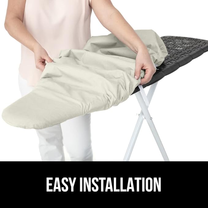 The Original GORILLA GRIP Ironing Board Cover and Pad, Silicone Coating, Thick Scorch Resistant Padding, Heavy Duty Iron Covers Standard Boards, Hook and Loop Fastener Strap, Linen, 15x54