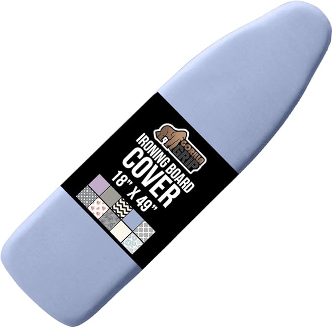 The Original GORILLA GRIP Ironing Board Cover and Pad, Silicone Coating, Thick Scorch Resistant Padding, Heavy Duty Iron Covers Standard Boards, Hook and Loop Fastener Strap, Blue 18x49