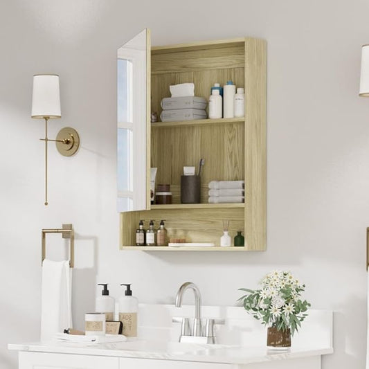 Bathroom Medicine Cabinet Mirror, 32" x 24" Bathroom Mirror with Storage, Medicine Cabinet Organizer with Single Door for Laundry Room, Entryway