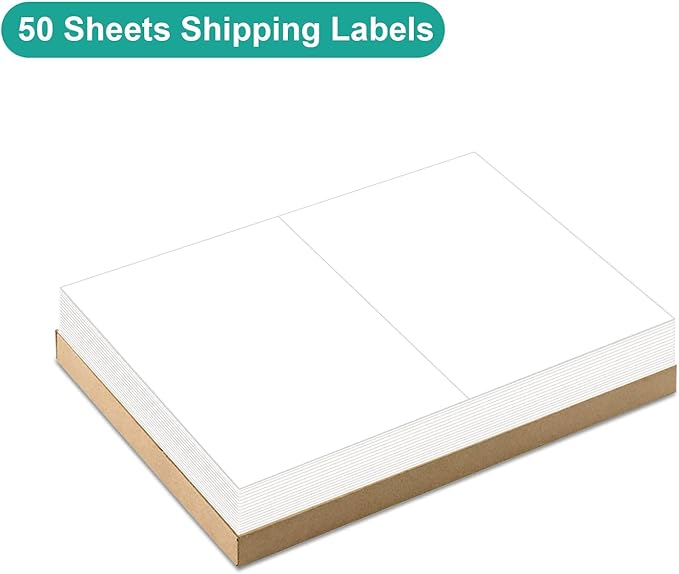 MFLABEL Half Sheet Label Laser/Ink Jet Shipping Label 8.5 x 11 Inches Packaging Labels, Address Labels for Laser & Inkjet Printers, 1600 Count(800 Sheets)