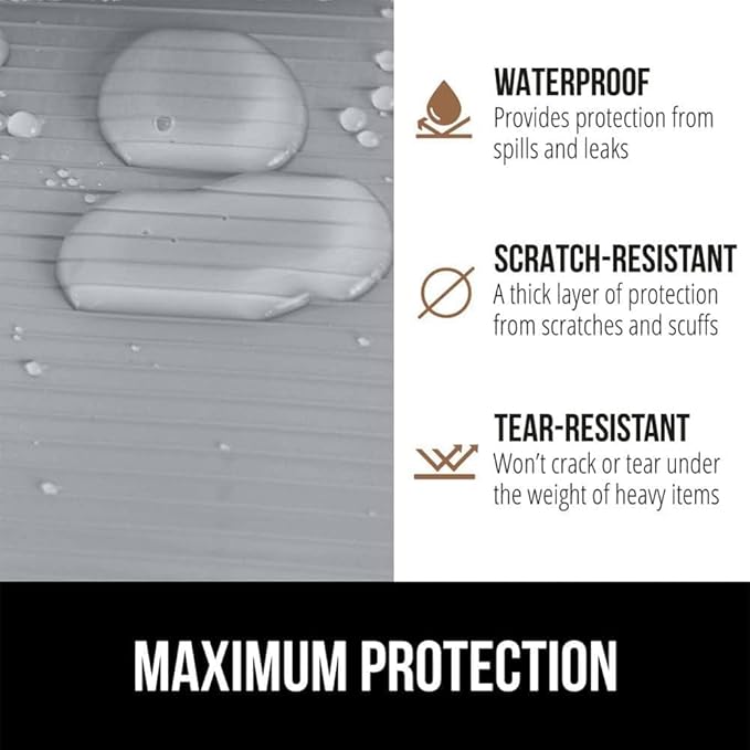 GORILLA GRIP DuraGuard Shelf Liner, 20x30 Non-Adhesive Cabinet Liners for Kitchen Drawers, Shelves, Refrigerator, Pantry Storage, Bathroom Closet, Durable Waterproof BPA Free Ribbed Plastic, Lt Gray