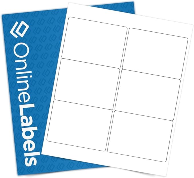 4 x 3 Rectangle Mailing Labels - Permanent, White Matte - Shipping, Wine, Product - Pack of 3,000-500 Sheets - Inkjet/Laser Printers - Online Labels