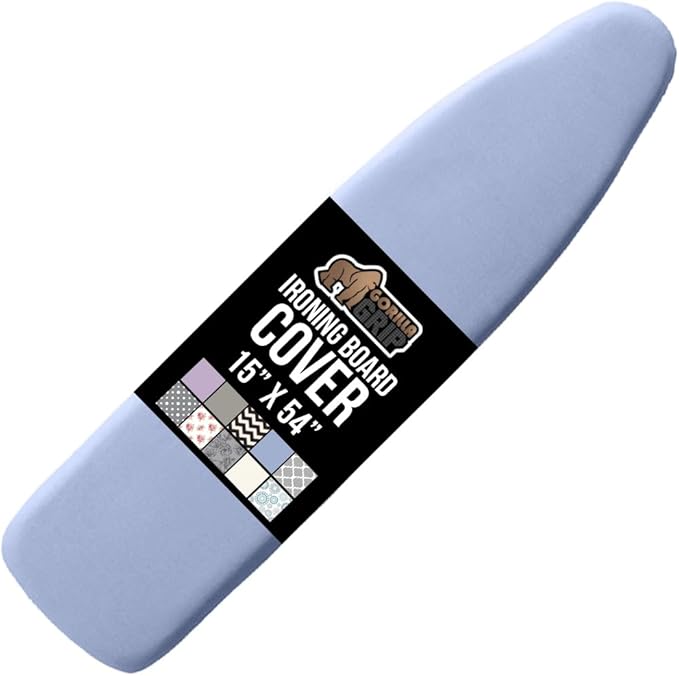 The Original GORILLA GRIP Ironing Board Cover and Pad, Silicone Coating, Thick Scorch Resistant Padding, Heavy Duty Iron Covers Standard Boards, Hook and Loop Fastener Strap, Blue, 15x54