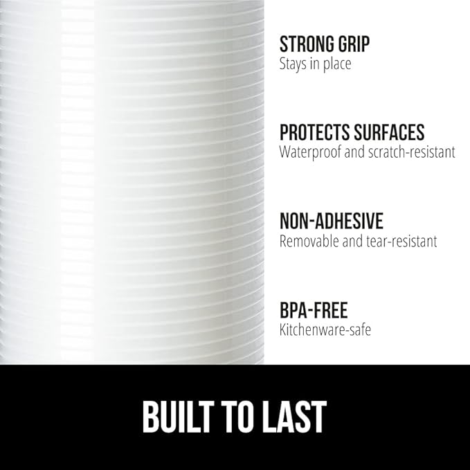 GORILLA GRIP DuraGuard Shelf Liner, Non-Adhesive Cabinet Liners for Kitchen Drawers, Shelves, Refrigerator, Pantry Storage, Bathroom Closet, Durable Waterproof BPA Free Ribbed Plastic, 17.5x10 Clear