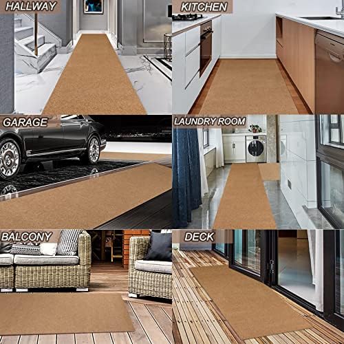 3' x 81' Runner Rugs with Rubber Backing, Indoor Outdoor Utility Carpet Runner Rugs, Sand, Can Be Used as Aisle for The RV and Boat, Laundry Room and Balcony