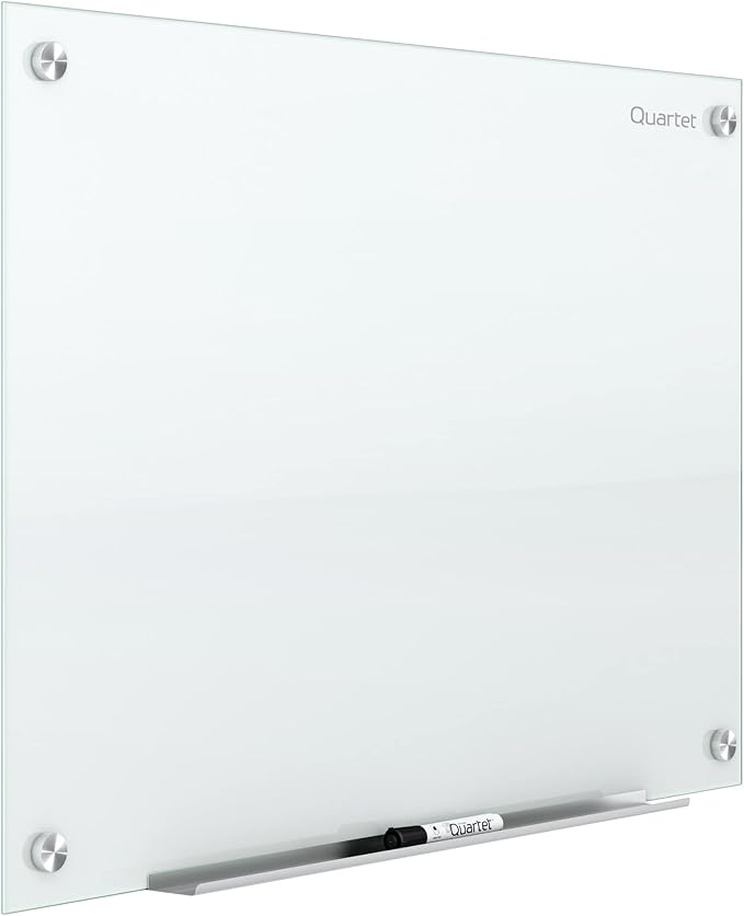 Quartet Glass Whiteboard, Non-Magnetic Dry Erase White Board, 3' x 2', Includes Accessory Tray, 1 Marker and 2 Glass Board Magnets, White Surface, Infinity (G3624NMW)