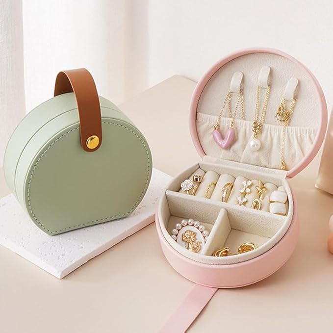Personalized Travel Jewelry Case, Custom Leather Customized Jewelry Organizer Box w/Name & Birth Flower Month - Birthday Gifts for Women Mom Jewelry Travel Case