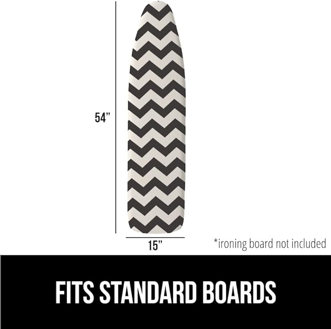 The Original GORILLA GRIP Ironing Board Cover and Pad, Silicone Coating, Thick Scorch Resistant Padding, Heavy Duty Iron Covers Standard Boards, Hook and Loop Fastener Strap, Chevron, 15x54