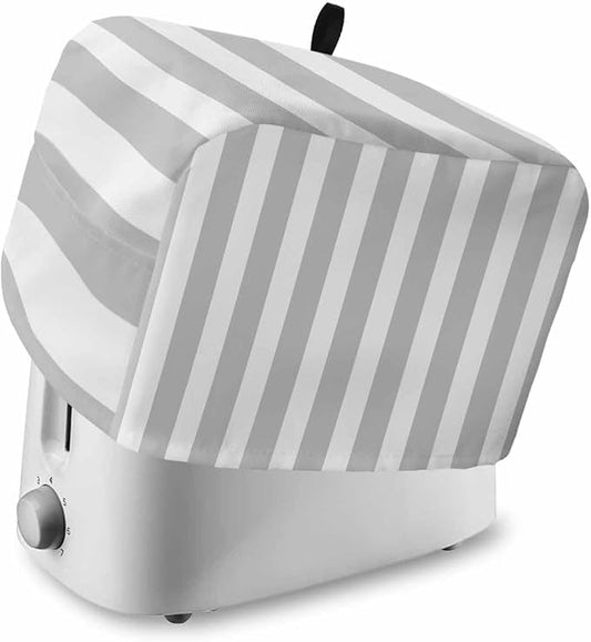 Toaster Cover 4 Slice Grey Stripes Toaster Oven Cover with Pockets Simple Style Dustproof Bakeware Protector Small Kitchen Appliance Dust Covers and Fingerprint Protection for Women