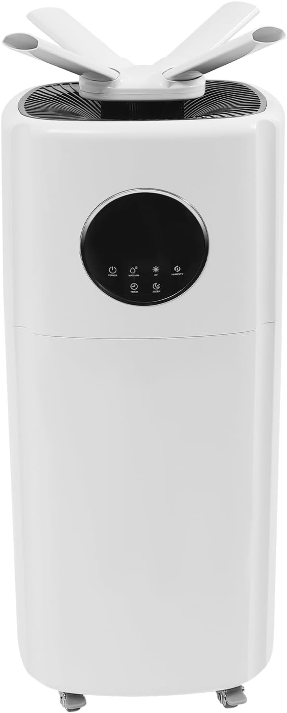 21L Commercial Humidifier for Large Room, 5.5Gal Whole House Ultrasonic Humidifier w/ 3 Mist Levels & Remote Control & Wheels &12-Hour Timer Top Fill for Home 3200ft²