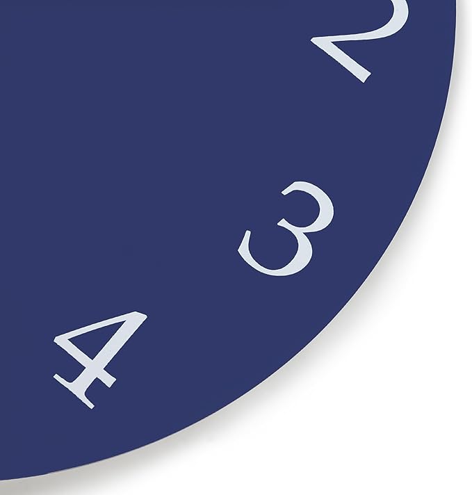 Lafocuse 12 Inch Silent Navy Blue Wall Clock Battery Operated, Wooden, Simple, Minimalist, Kitchen, Living Room, Bedroom, Office, Home Décor