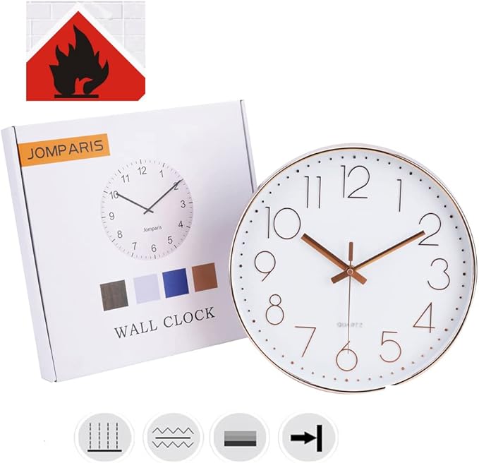 jomparis Non-Ticking Wall Clock Silent Battery Operated Round Wall Clock Modern Simple Style Decor Clock for Home/Office/School/Kitchen/Bedroom/Living Room (13.5 Inch Gray)