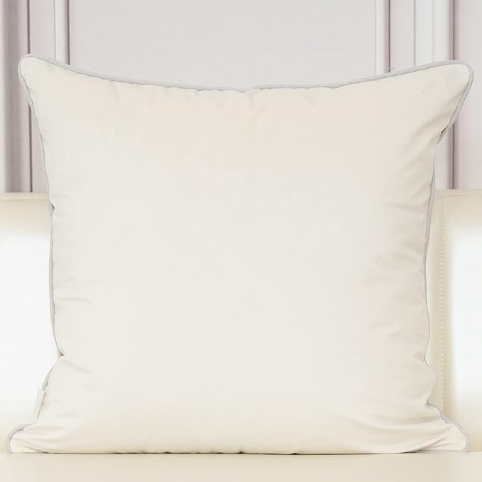 Aeckself European Floral Pillow Cover 18x18 Inch, Luxury Velvet Embroidered Decorative Throw Pillow Cover for Couch Bedroom Living Room, White Silver