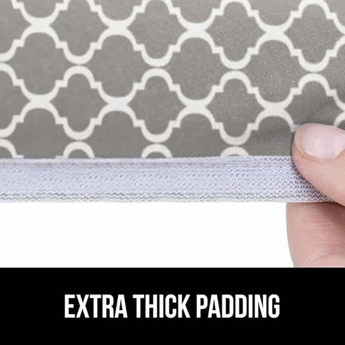 The Original GORILLA GRIP Ironing Board Cover and Pad, Silicone Coating, Thick Scorch Resistant Padding, Heavy Duty Iron Covers Standard Boards, Hook and Loop Fastener Strap, Quatrefoil, 15x54