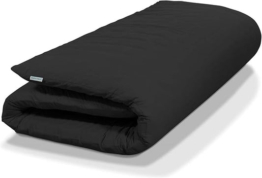 Japanese Futon Floor Mattress - Medium Firm Futon Mattress for Sleeping - Shikibuton - Foldable and Portable Japanese Bed (Black, Twin)