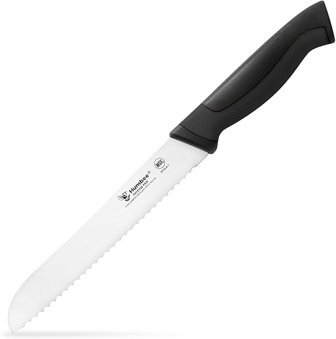 8-Inch Serrated Bread Knife, Premium High Carbon Stainless Steel Blade Knife for Bread with Ergonomic Handle, NSF Certified, DT-30 Series, Black