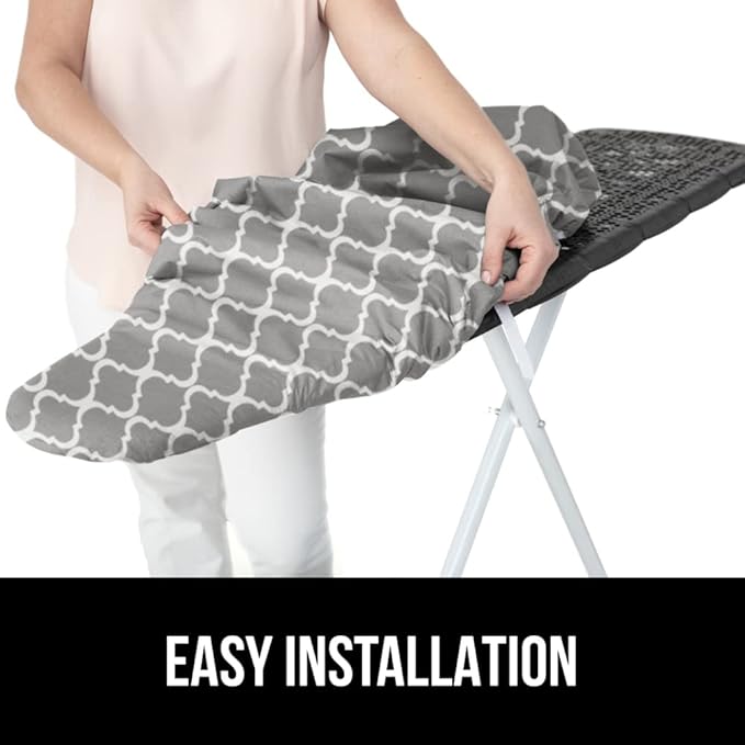 The Original GORILLA GRIP Ironing Board Cover and Pad, Silicone Coating, Thick Scorch Resistant Padding, Heavy Duty Iron Covers Standard Boards, Hook and Loop Fastener Strap, Quatrefoil, 15x54