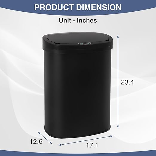PayLessHere 13 Gallon Trash Can Kitchen Trash Can Automatic Garbage Can with Lid Touch Free High-Capacity Motion Sensor for Kitchen Bedroom Bathroom Office Trash Bin (1, Black Stainless Steel)