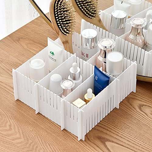 (Plastic Divider + Combination Accessories) Drawer Divider DIY Drawer Organizer No Cut Socks Medicine Cosmetics Small Items Underwear Tie Desktop Organizer (10 pcs 16x2.7 inches + 30 accessories)