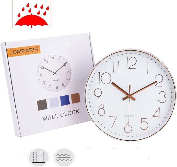 jomparis Wall Clock 12" Silent Non-Ticking Modern Style Wooden Wall Clocks Decorative for Office Home Bedroom School (Black)