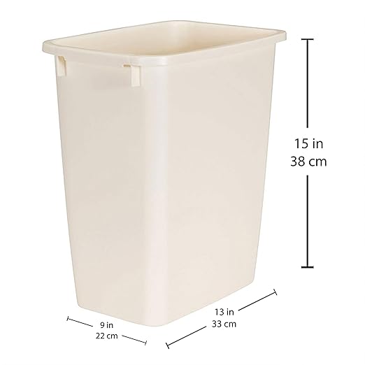 Rubbermaid 21 Quart Traditional Kitchen Bathroom and Office Rectangular Plastic Open Wastebasket Trash Can Bisque