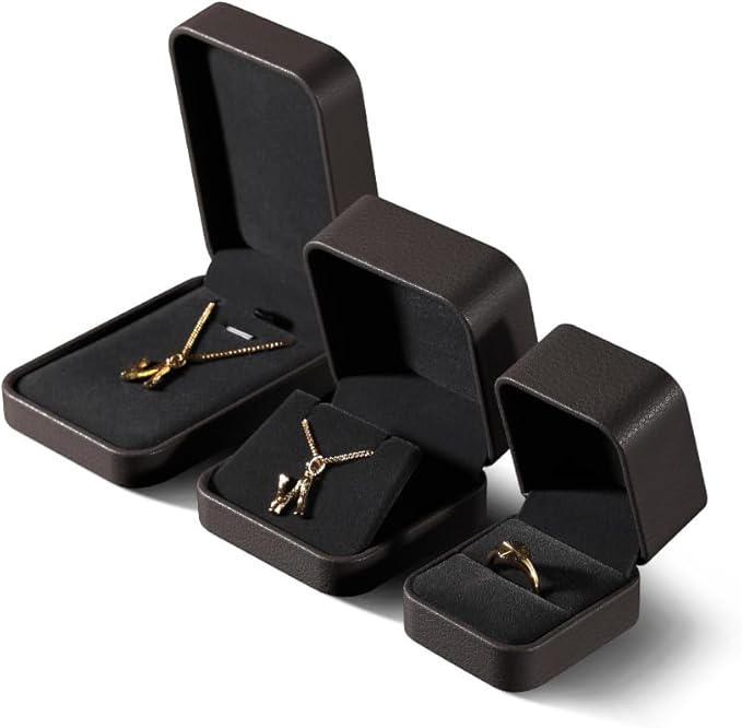 Leather Bracelet Gift Box for Men - Premium Small Luxury Bangle Box (Brown)