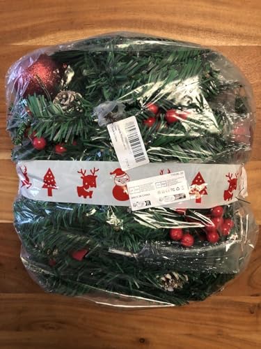 Christmas Garland with Lights, 50 LEDs 9FT Prelit Garland Battery Operated Outdoor Indoor Christmas Decorations Lighted Garland for Stairs Railing Fireplace Mantle Front Door Home Holiday Decor