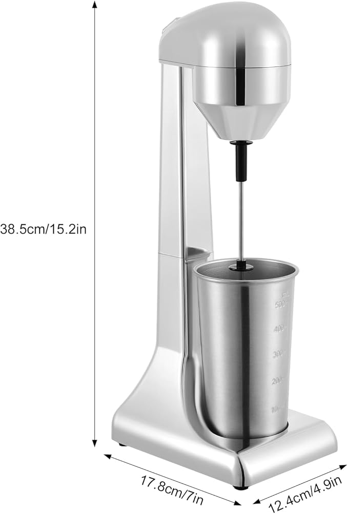 Commercial Electric Milkshake Maker 100W High Torque, 2-Speed Stainless Steel Blender with 500ml Cup, Stand Mixer for Shakes/Smoothies/Frappe (Home & Cafe Use)