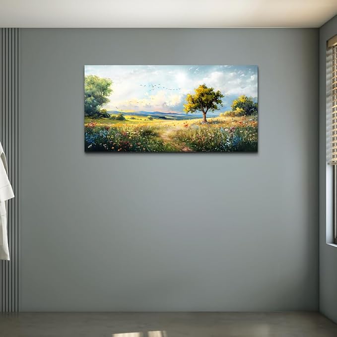Wapluam Large Wall Art For Living Room Wall Decor For Bedroom Office Decorations Pastoral Wall Paintings Scenery Abstract Watercolour Wall Pictures Modern Posters Canvas Prints Artwork Home Decor