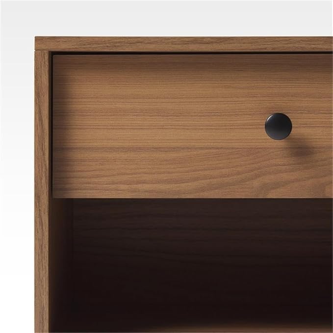 Walker Edison Mid Century Modern 1-Drawer Nightstand Bedroom Storage Drawer and Shelf Bedside End Table, 21 Inch, Mocha