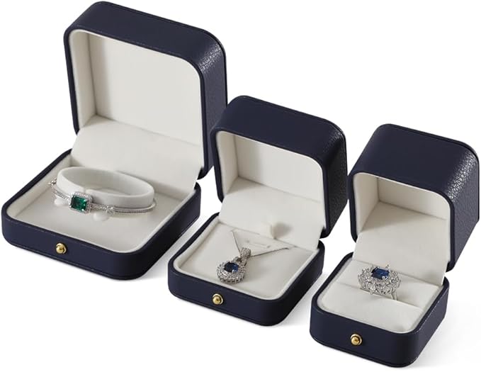 Ring Box Wedding Day, Leather Wedding Ring Box,Premium Engagement Ring Holder,Luxury Ring Display Case,Dark Blue Jewelry Box