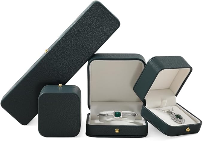 Necklace Gift Box, Leather Small Jewelry Box,Premium Jewelry Box For Necklaces,Luxury Necklace Case (Dark Green)