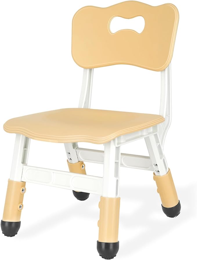 Kids Height Adjustable Toddler Chair Max Load 220LBS Plastic Indoor Outdoor for Children Age 1-6 School Home Daycare Use Burlywood