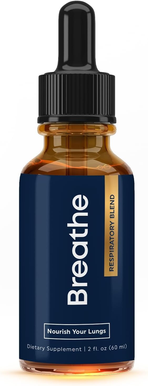 BREATHE 8-IN-1 Mullein Drops for Lungs & Airways (2 fl. oz.): Peppermint, Thyme, & Mullein Leaf Extract for Lungs Detox for Smokers - Break up Mucus & Breathe Clear - GMO-Free & Made in USA