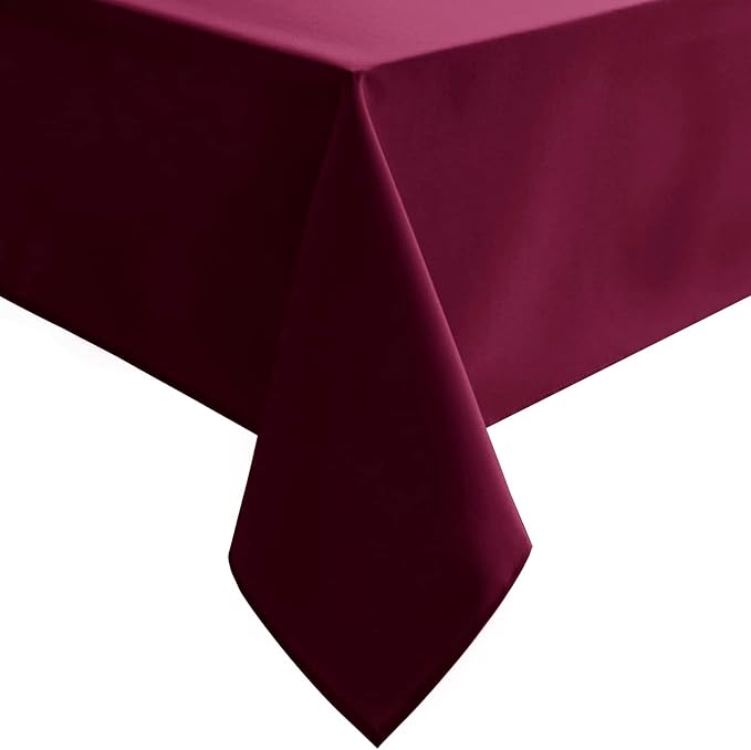 Hiasan Burgundy Rectangle Tablecloth - Waterproof Washable Polyester Christmas Fabric Table Cloth for Buffect Dining Birthday Party Wedding, 54 x 80 Inch