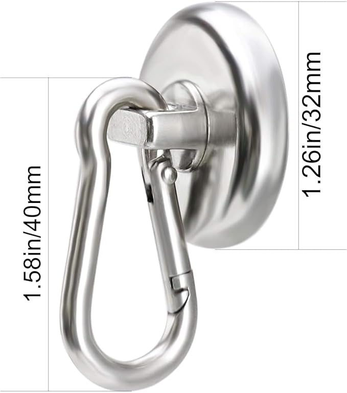 DIYMAG Magnetic Hooks, 110LBS Heavy Duty Neodymium Magnetic Hooks with Swivel Carabiner Hook,Great for Your Refrigerator and Other Magnetic Surfaces, Pack of 15