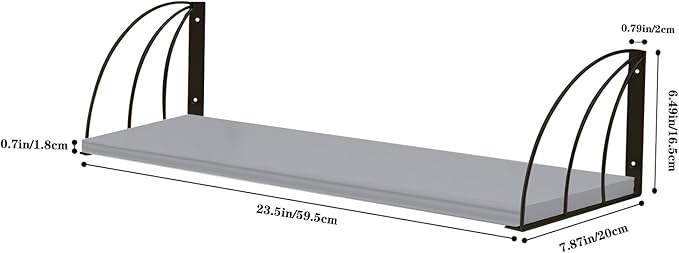 Pine Wood 23.57.87 Inch Floating Bookshelf - Elegant Grey Shelves, Wall Mounted - Set of 2