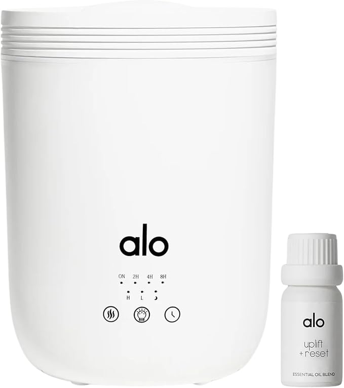 Alo Aura Diffuser + Uplift & Reset Essential Oil - Citrus - Purifies Energy and Promotes Deep, Healing Breaths - Therapeutic Grade