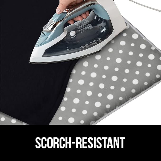GORILLA GRIP Ironing Mat, Portable Iron Pad, Magnetic Cover and Padding for Top of Washer, Dryer, Tabletop, Countertop, Silicone Coating and Scorch Resistant, Travel Size 28 x 24 in, Dots