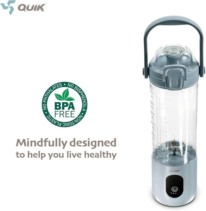 Portable Blender - Cordless 24oz. Personal Blender for Shakes and Smoothies, Licuadora, BPA Free - Ice Crush, Dishwasher safe parts, Waterproof, Triple Batteries, Juicer Cup (Gray)