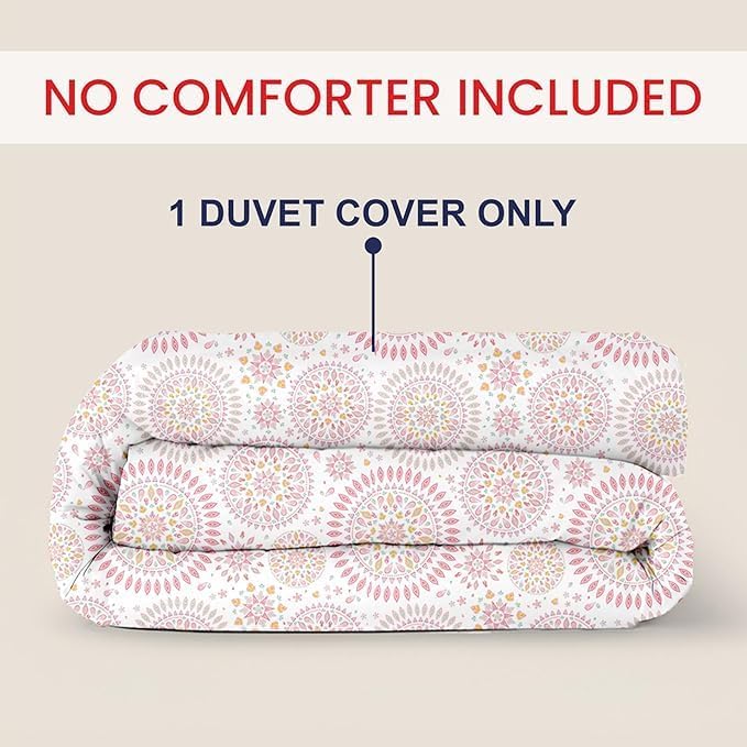 Kotton Culture 1 Pc Twin Size Duvet Cover Only -100% Egyptian Cotton Sateen 600 Thread Count Ultra Soft Premium Durable Comforter Cover Zipper Closure & Corner Ties (Mandala, Twin/Twin XL 68" X 90")