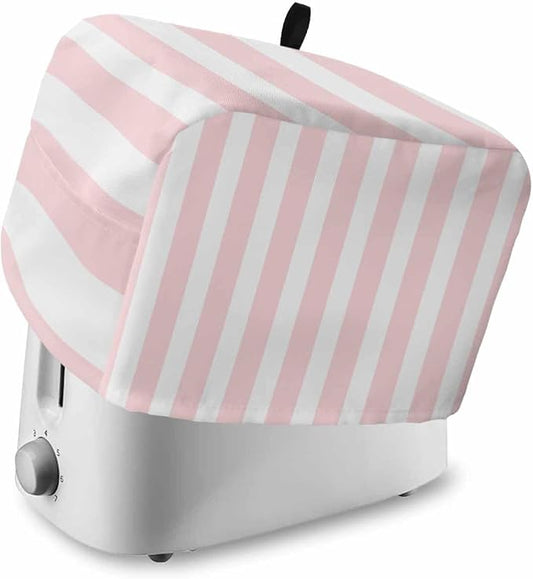 Toaster Cover 4 Slice Pink Stripes Toaster Oven Cover with Pockets Pink White Vertical Striped Dustproof Bakeware Protector Small Kitchen Appliance Dust Covers and Fingerprint Protection for Women