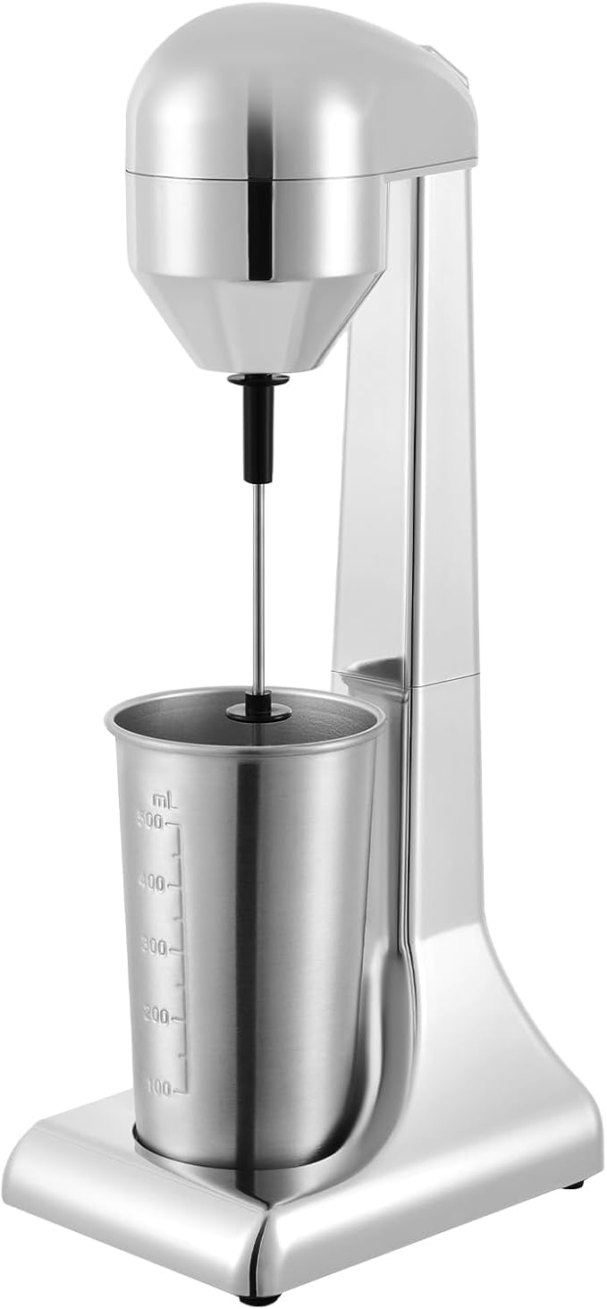 Commercial Electric Milkshake Maker 100W High Torque, 2-Speed Stainless Steel Blender with 500ml Cup, Stand Mixer for Shakes/Smoothies/Frappe (Home & Cafe Use)