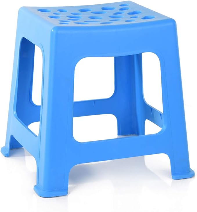 Mintra Light Duty Plastic Stools, 2-Pack Stackable, 12.5” Small Stool for Schools, Classrooms, Daycare, Bathroom, Kitchen, Portable, Lightweight, Anti-Slip, 150Lbs Capacity, Light Blue