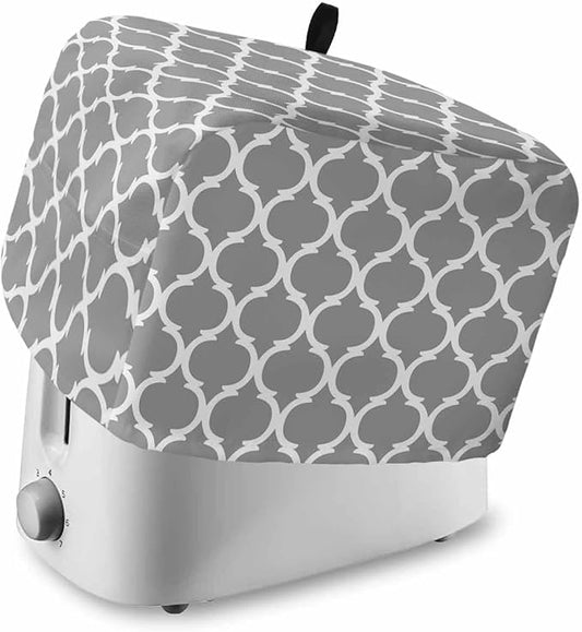 Toaster Cover 4 Slice Moroccan Lattice Toaster Oven Cover with Pockets Grey Geometric Classic Dustproof Bakeware Protector Small Kitchen Appliance Dust Covers and Fingerprint Protection for Women